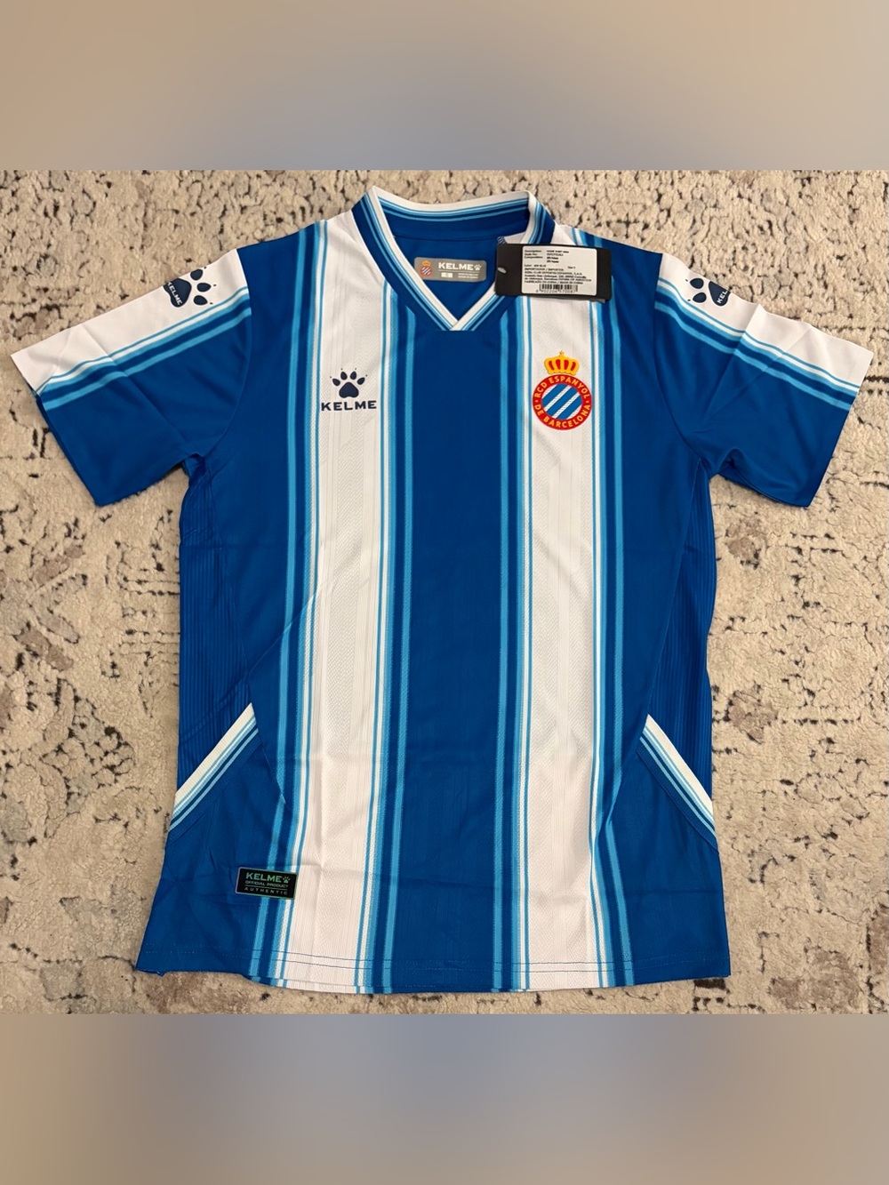 Kelme Authentic 2022/2023 RCD Espanyol Home Spain Soccer Jersey Men’s Sz: Small